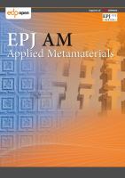 EPJ applied metamaterials