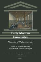 Early modern universities networks of higher learning /