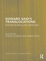 Edward Said's translocations essays in secular criticism /