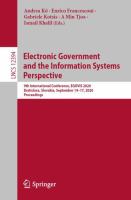 Electronic Government and the Information Systems Perspective 9th International Conference, EGOVIS 2020, Bratislava, Slovakia, September 14–17, 2020, Proceedings /