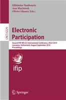 Electronic participation second IFIP WG 8.5 international conference, ePart 2010, Lausanne, Switzerland, August 29 - September 2, 2010 : proceedings /