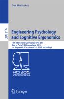 Engineering Psychology and Cognitive Ergonomics 12th International Conference, EPCE 2015, Held as Part of HCI International 2015, Los Angeles, CA, USA, August 2-7, 2015, Proceedings /