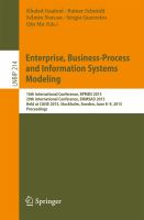 Enterprise, Business-Process and Information Systems Modeling 16th International Conference, BPMDS 2015, 20th International Conference, EMMSAD 2015, Held at CAiSE 2015, Stockholm, Sweden, June 8-9, 2015, Proceedings /