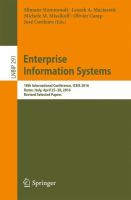 Enterprise Information Systems 18th International Conference, ICEIS 2016, Rome, Italy, April 25–28, 2016, Revised Selected Papers /