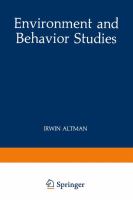 Environment and behavior studies emergence of intellectual traditions /