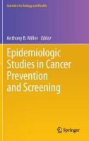 Epidemiologic Studies  in Cancer Prevention and Screening