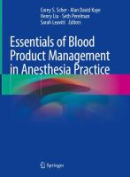 Essentials of Blood Product Management in Anesthesia Practice