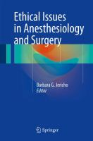 Ethical Issues in Anesthesiology and Surgery