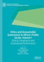 Ethics and Accountable Governance in Africa's Public Sector, Volume I Ethical Compliance and Institutional Performance /