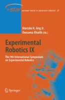 Experimental Robotics IX The 9th International Symposium on Experimental Robotics /