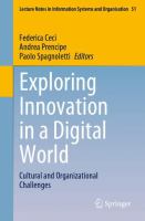 Exploring Innovation in a Digital World Cultural and Organizational Challenges /