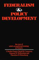 Federalism and Policy Development : The Case of Adult Occupational Training in Ontario /