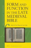 Form and function in the late medieval Bible