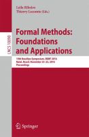 Formal Methods: Foundations and Applications 19th Brazilian Symposium, SBMF 2016, Natal, Brazil, November 23-25, 2016, Proceedings /