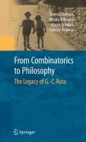 From Combinatorics to Philosophy The Legacy of G.-C. Rota /
