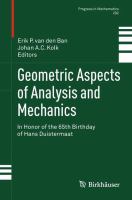 Geometric Aspects of Analysis and Mechanics In Honor of the 65th Birthday of Hans Duistermaat /