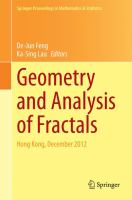 Geometry and Analysis of Fractals Hong Kong, December 2012 /