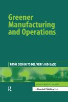 Greener manufacturing and operations from design to delivery and back /