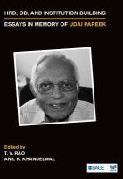 HRD, OD, and institution building essays in memory of Udai Pareek /