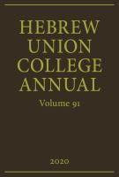 Hebrew Union College Annual.