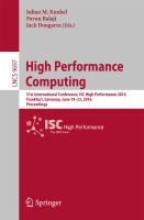 High Performance Computing 31st International Conference, ISC High Performance 2016, Frankfurt, Germany, June 19-23, 2016, Proceedings /