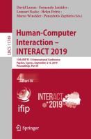 Human-Computer Interaction – INTERACT 2019 17th IFIP TC 13 International Conference, Paphos, Cyprus, September 2–6, 2019, Proceedings, Part IV /