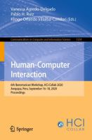 Human-Computer Interaction 6th Iberomarican Workshop, HCI-Collab 2020, Arequipa, Peru, September 16–18, 2020, Proceedings /