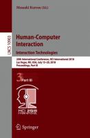 Human-Computer Interaction. Interaction Technologies 20th International Conference, HCI International 2018, Las Vegas, NV, USA, July 15–20, 2018, Proceedings, Part III /