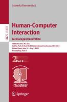 Human-Computer Interaction. Technological Innovation Thematic Area, HCI 2022, Held as Part of the 24th HCI International Conference, HCII 2022, Virtual Event, June 26 – July 1, 2022, Proceedings, Part II /