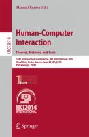 Human-Computer Interaction. Theories, Methods, and Tools 16th International Conference, HCI International 2014, Heraklion, Crete, Greece, June 22-27, 2014, Proceedings, Part I /