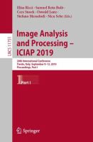 Image Analysis and Processing – ICIAP 2019 20th International Conference, Trento, Italy, September 9–13, 2019, Proceedings, Part I /