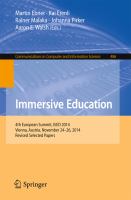 Immersive Education 4th European Summit, EiED 2014, Vienna, Austria, November 24-26, 2014, Revised Selected Papers /
