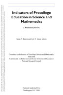 Indicators of precollege education in science and mathematics a preliminary review /