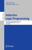 Inductive Logic Programming 30th International Conference, ILP 2021, Virtual Event, October 25–27, 2021, Proceedings /