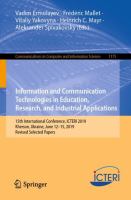 Information and Communication Technologies in Education, Research, and Industrial Applications 15th International Conference, ICTERI 2019, Kherson, Ukraine, June 12–15, 2019, Revised Selected Papers /
