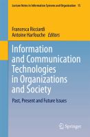 Information and Communication Technologies in Organizations and Society Past, Present and Future Issues /