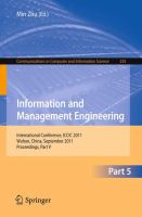 Information and Management Engineering International Conference, ICCIC 2011, held in Wuhan, China, September 17-18, 2011. Proceedings, Part V /