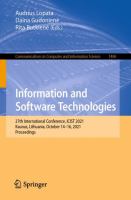 Information and Software Technologies 27th International Conference, ICIST 2021, Kaunas, Lithuania, October 14–16, 2021, Proceedings /