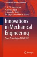 Innovations in Mechanical Engineering Select Proceedings of ICIME 2021 /