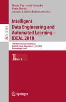 Intelligent Data Engineering and Automated Learning – IDEAL 2018 19th International Conference,  Madrid, Spain, November 21–23, 2018, Proceedings, Part I /