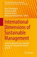 International Dimensions of Sustainable Management Latest Perspectives from Corporate Governance, Responsible Finance and CSR /