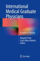 International Medical Graduate Physicians A Guide to Training /