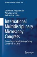 International Multidisciplinary Microscopy Congress Proceedings of InterM, Antalya, Turkey, October 10–13, 2013 /