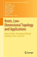 Knots, Low-Dimensional Topology and Applications Knots in Hellas, International Olympic Academy, Greece, July 2016 /