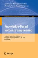 Knowledge-Based Software Engineering 11th Joint Conference, JCKBSE 2014, Volgograd, Russia, September 17-20, 2014. Proceedings /