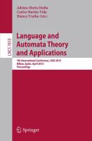 Language and Automata Theory and Applications 7th International Conference, LATA 2013, Bilbao, Spain, April 2-5, 2013, Proceedings /