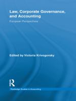 Law, corporate governance, and accounting European perspectives /