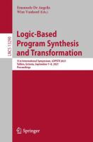 Logic-Based Program Synthesis and Transformation 31st International Symposium, LOPSTR 2021, Tallinn, Estonia, September 7–8, 2021, Proceedings /