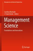 Management Science Foundations and Innovations /