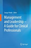 Management and Leadership – A Guide for Clinical Professionals